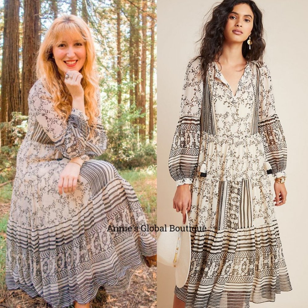 NWT ANTHROPOLOGIE Talulah Tiered Midi Dress. Size M - Picture 15 of 15